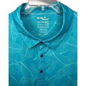 NWT Birdie Bound‎ Men's 3XL Blue Gradient Leaf Print Short Sleeve Polo Shirt